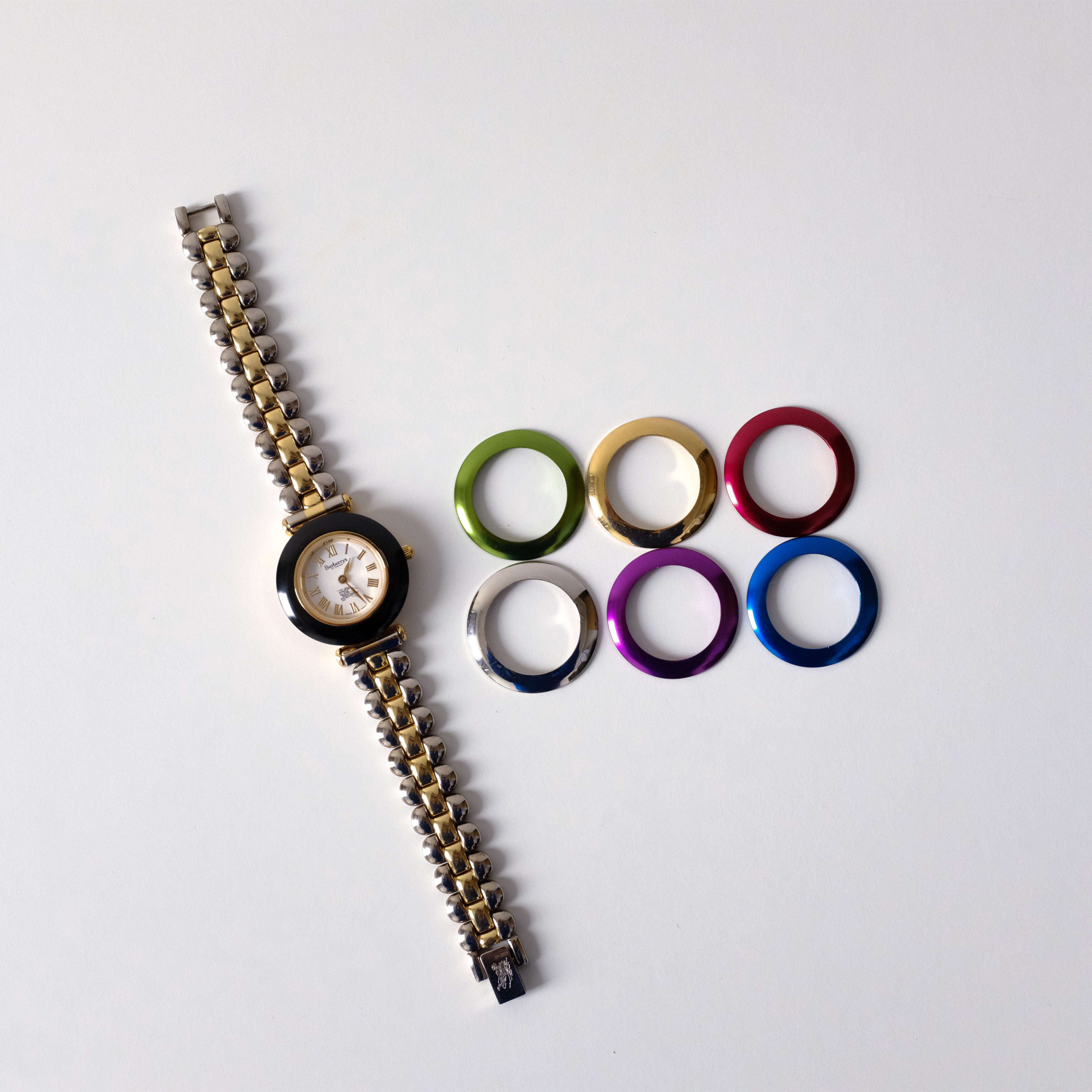 [良品]BURBERRY 9100L Change Bezel 6 Colors Vintage Burberry Watch - Interchangeable Bezels Set – AT